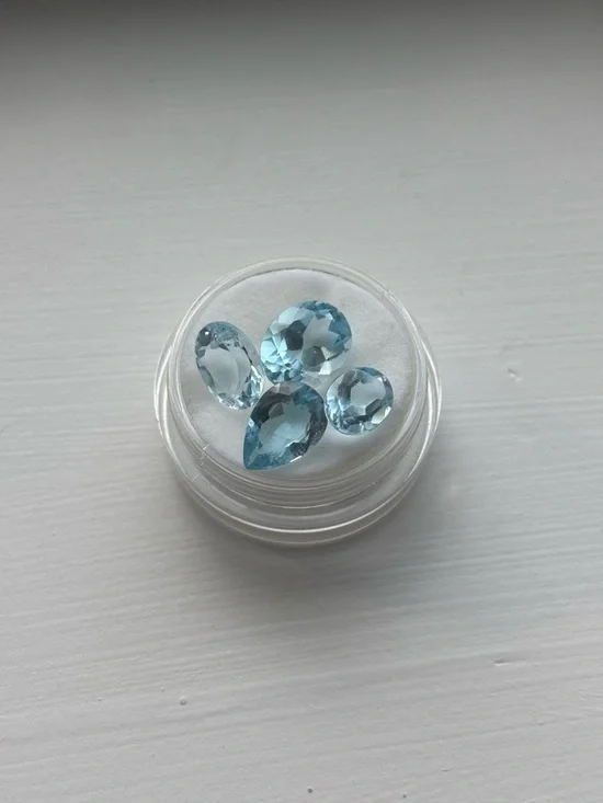 Blue Topaz Gemstone Lot – Oval & Pear Cut Sky Blue Loose Stones (Set of 4) - Picture 16 of 16